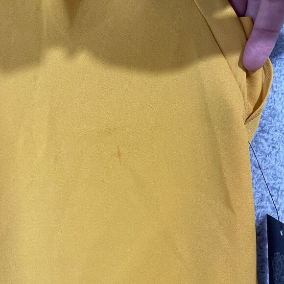 NEW Vince Camuto Womens XS V-Neck Flutter-Sleeve Golden Yellow Blouse Sheer - Picture 8 of 9